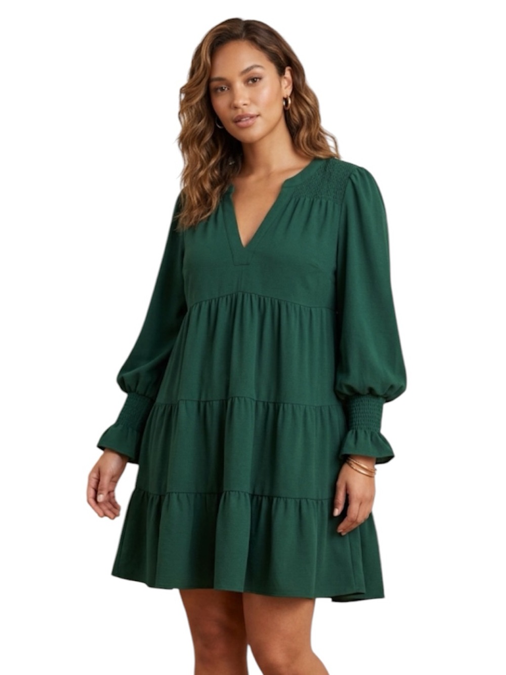 Tuckernuck Pomander Place Hunter Green Tiered Mini Dress Babydoll Dress 3X
FF